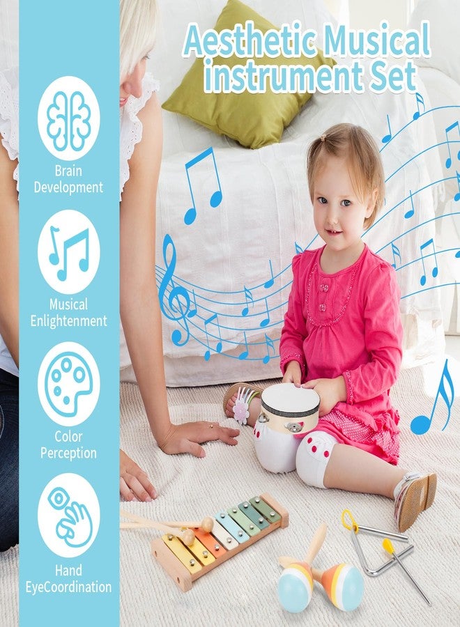 ZJEFUNS Baby Musical Instruments Set Wooden Montessori Toys for Toddlers 1-3 Percussion Instruments Set Modern Boho Music Toys for Kids Preschool Educational. - Image 5